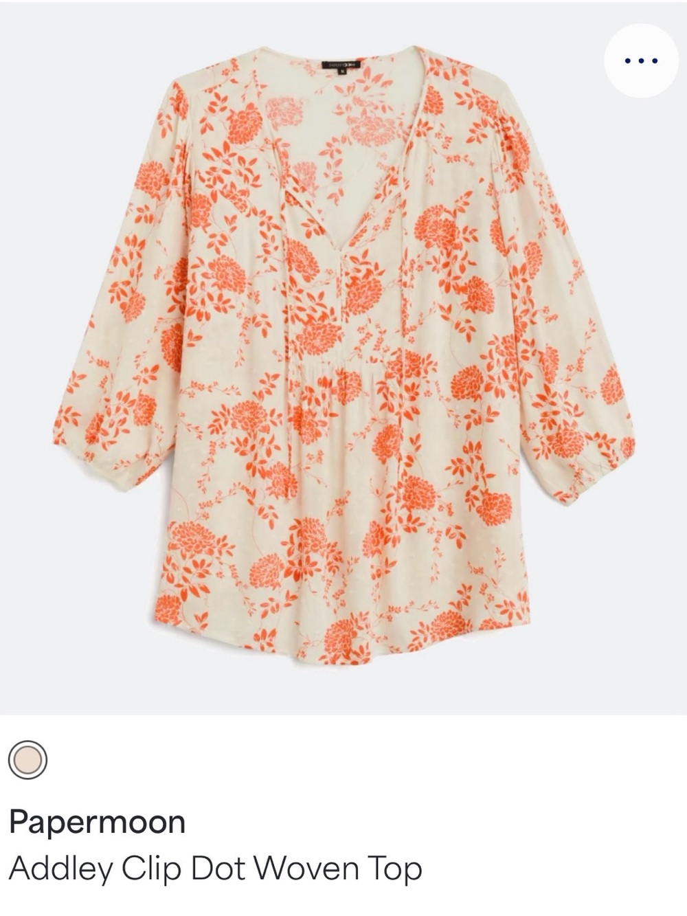 Plus-sized Papermoon Cream Tunic with Orange Floral Tie